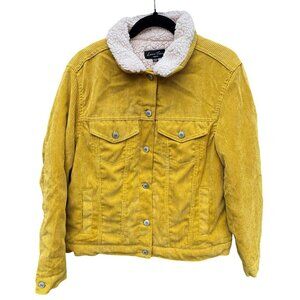 Love Tree Womens Mustard Yellow Western Sherpa Fleece Corduroy Short Jacket‎ Med